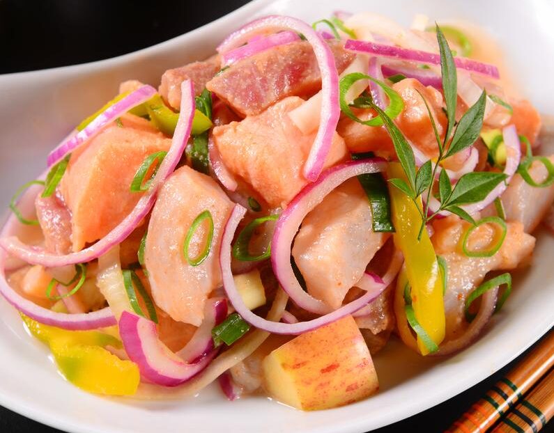 Ceviche de Salmão e Robalo